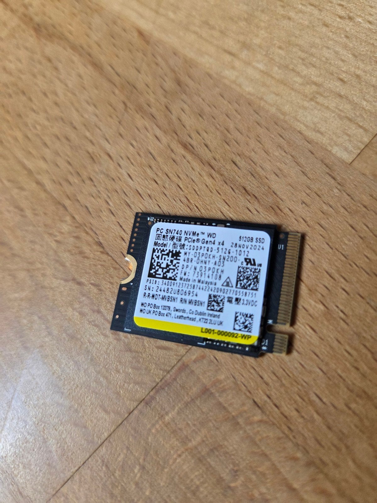 WD SN740 512GB M.2 2230 NVMe PCIe 4.0 SSD, Intern, SSD, Zo goed als nieuw, Overige aansluitingen