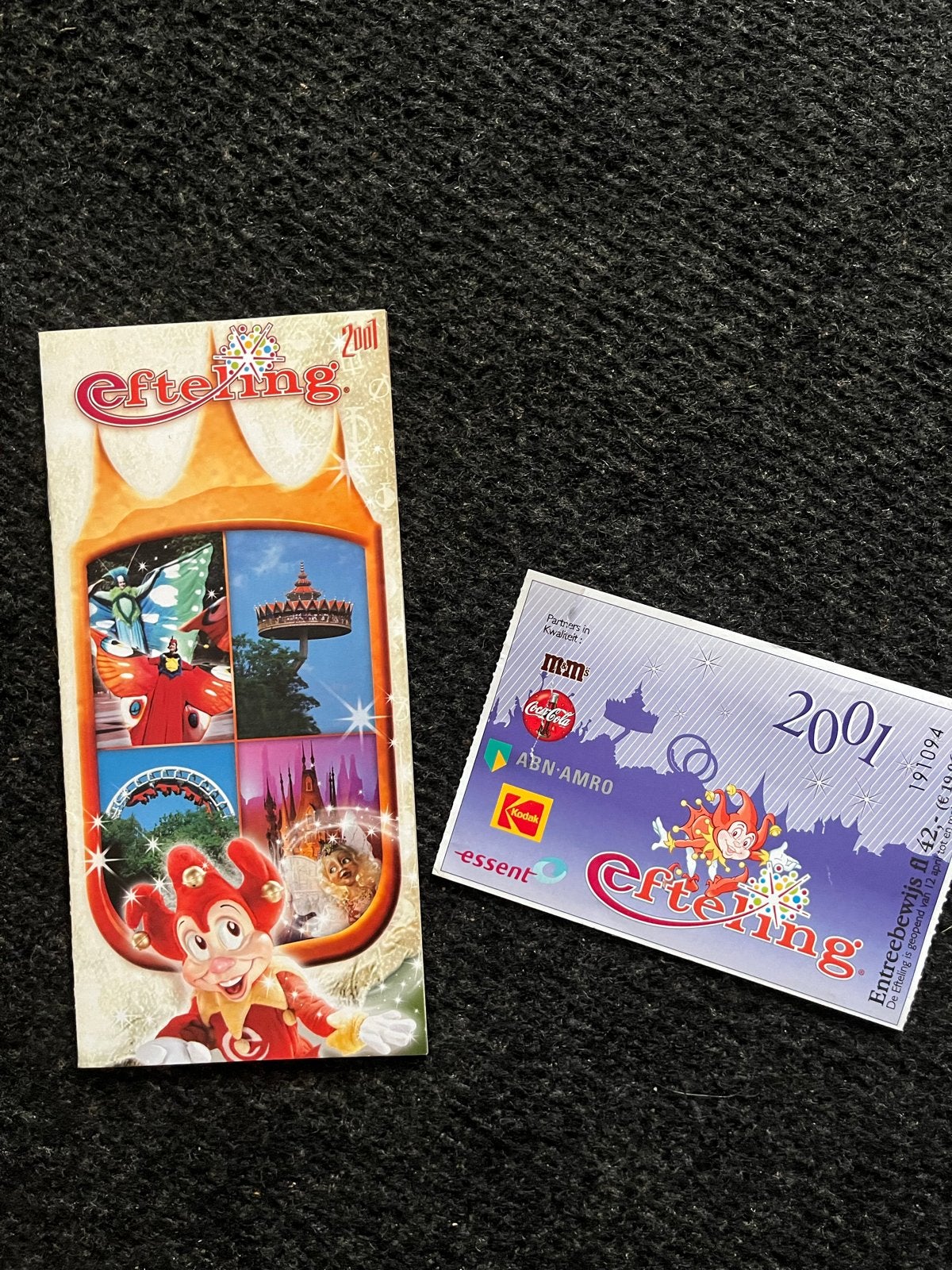 Efteling folder en entreekaartje 2001, Verzamelen, Ophalen of Verzenden, Gebruikt, Overige typen