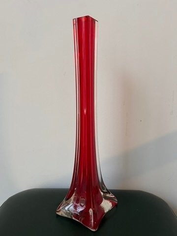 Vintage Murano vaas glas rood, Ophalen of Verzenden