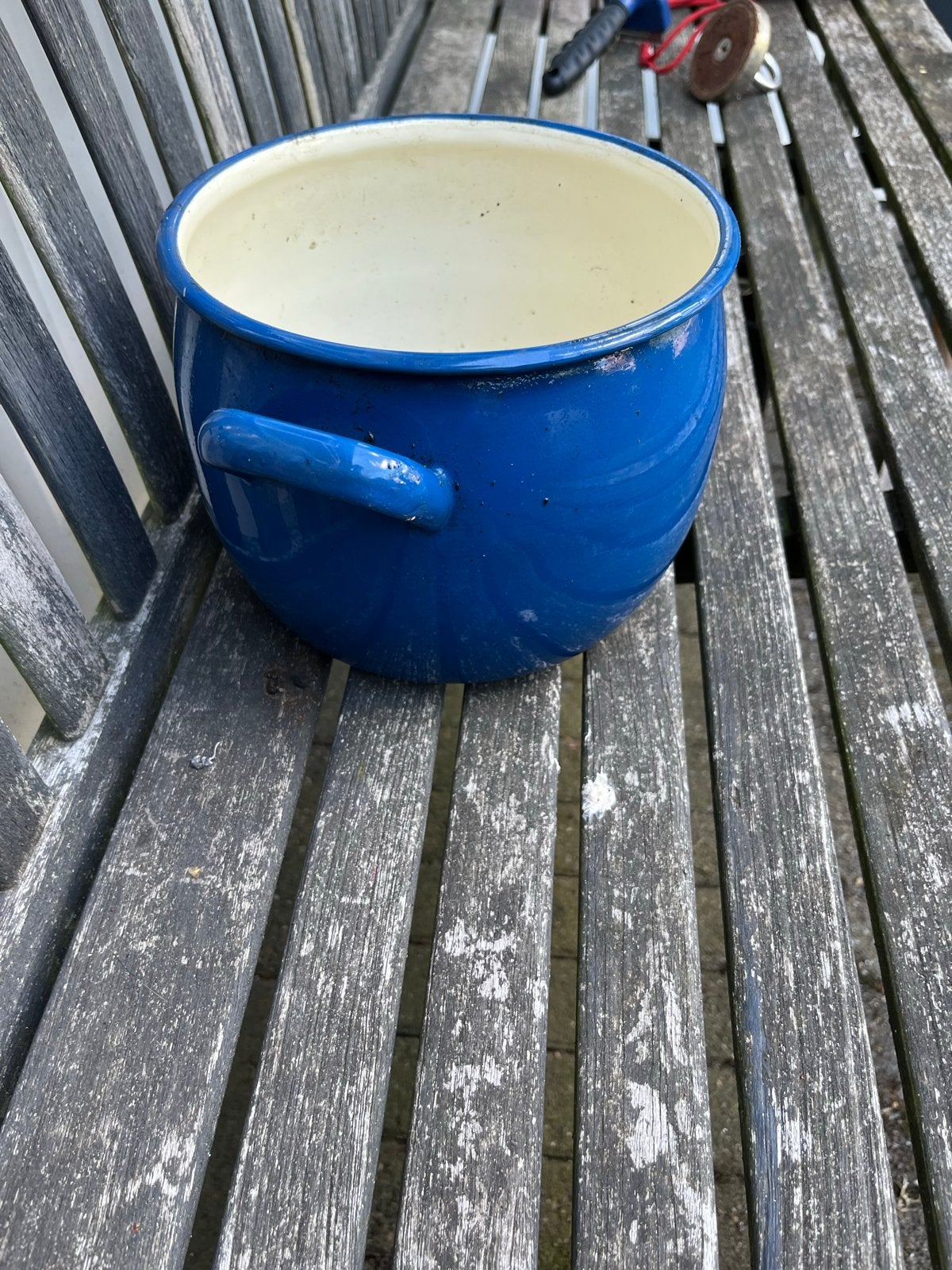 Decoratieve emaille pan - Blauw, Ophalen