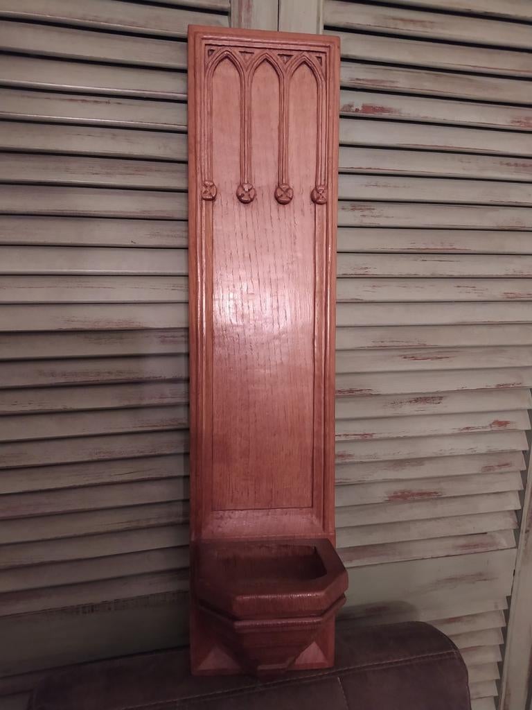Neogotische stijl houten console Ave maria, Antiek en Kunst, Ophalen of Verzenden