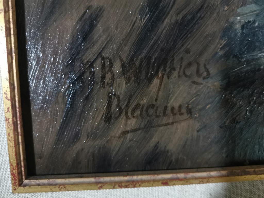 Olieverfschilderij distels gesigneerd B.W. Bleickert, Antiek en Kunst, Ophalen