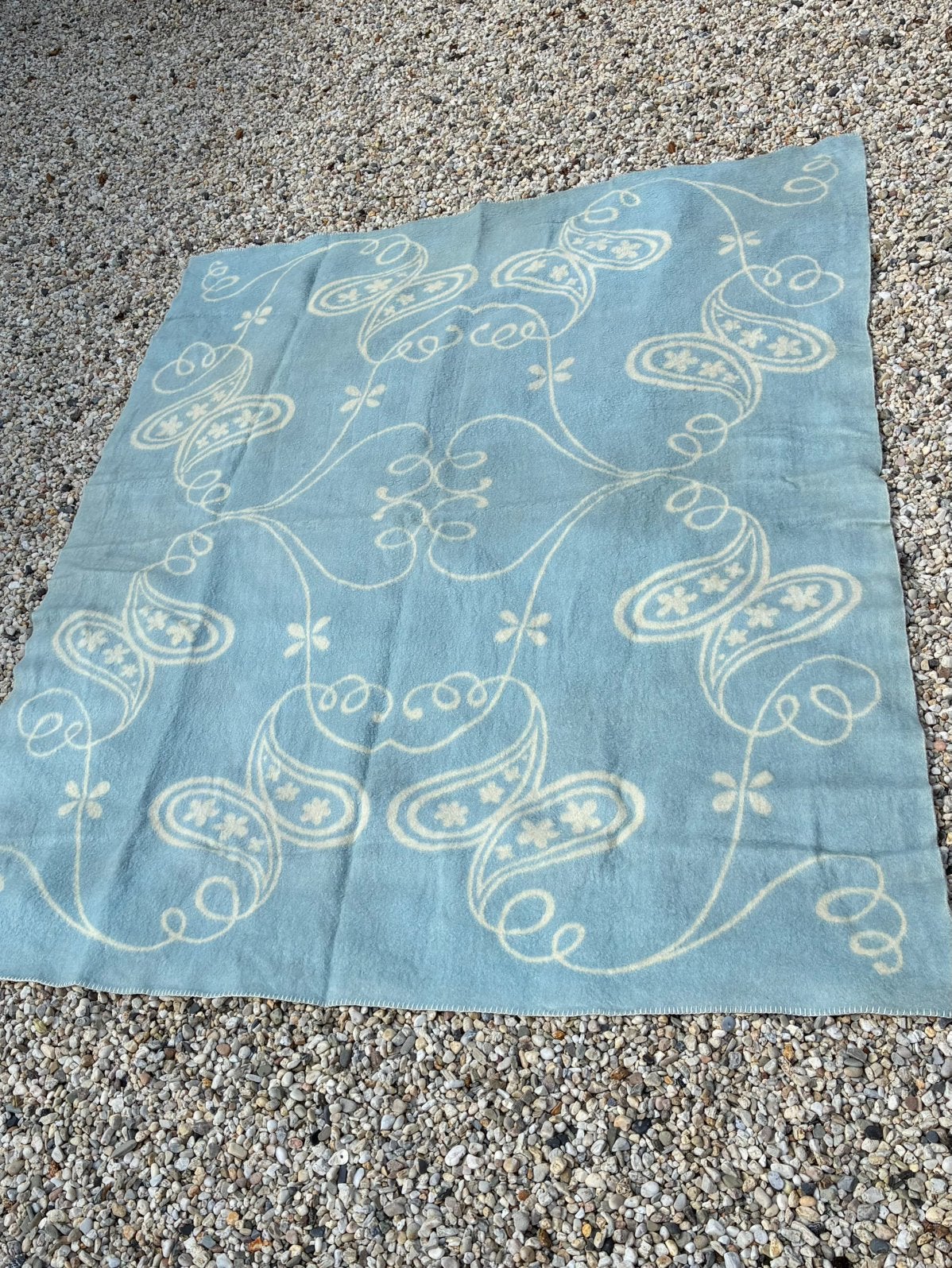 Vintage deken 100% wol Aabe, Ophalen, Wol, Overige typen, Blauw