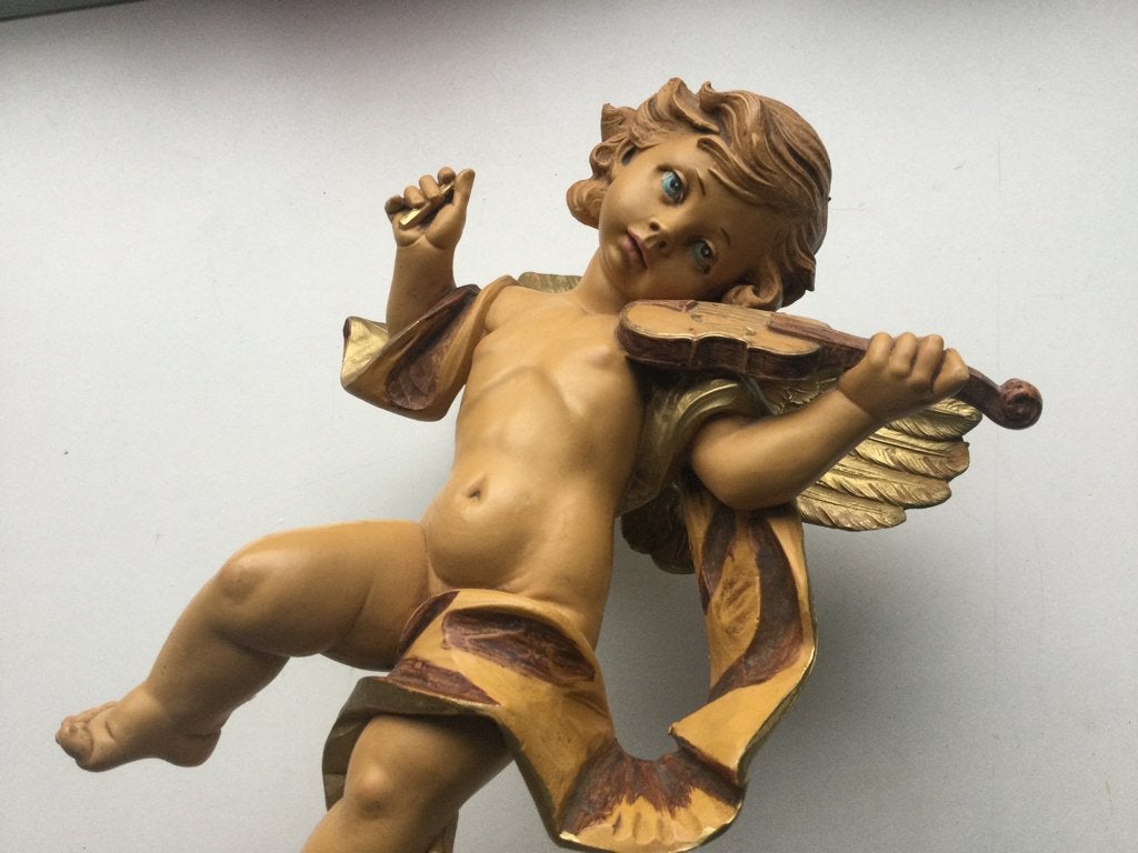 Simonetti Engel Putto Figur Wanddekoration mit Geige, Ophalen of Verzenden