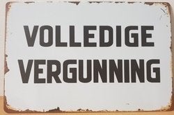 wandbord volledige vergunning, Ophalen of Verzenden, Nieuw