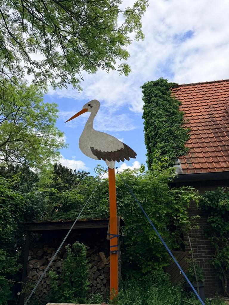 Mega houten ooievaar! Uniek!, Ophalen, Zo goed als nieuw