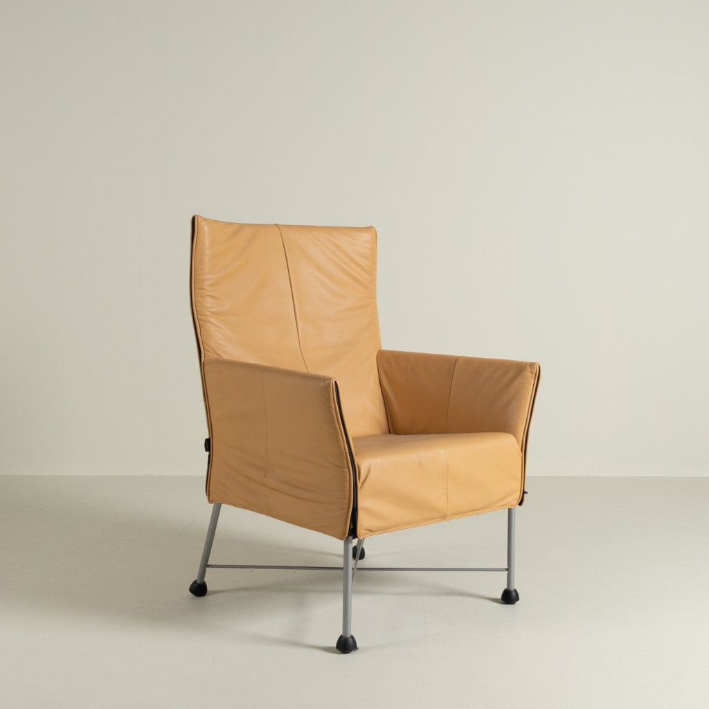 Montis Charly Fauteuil Vanille Leer - Aluminium (Op Doppen), Niet ingevuld, Zo goed als nieuw, Niet ingevuld, Niet ingevuld