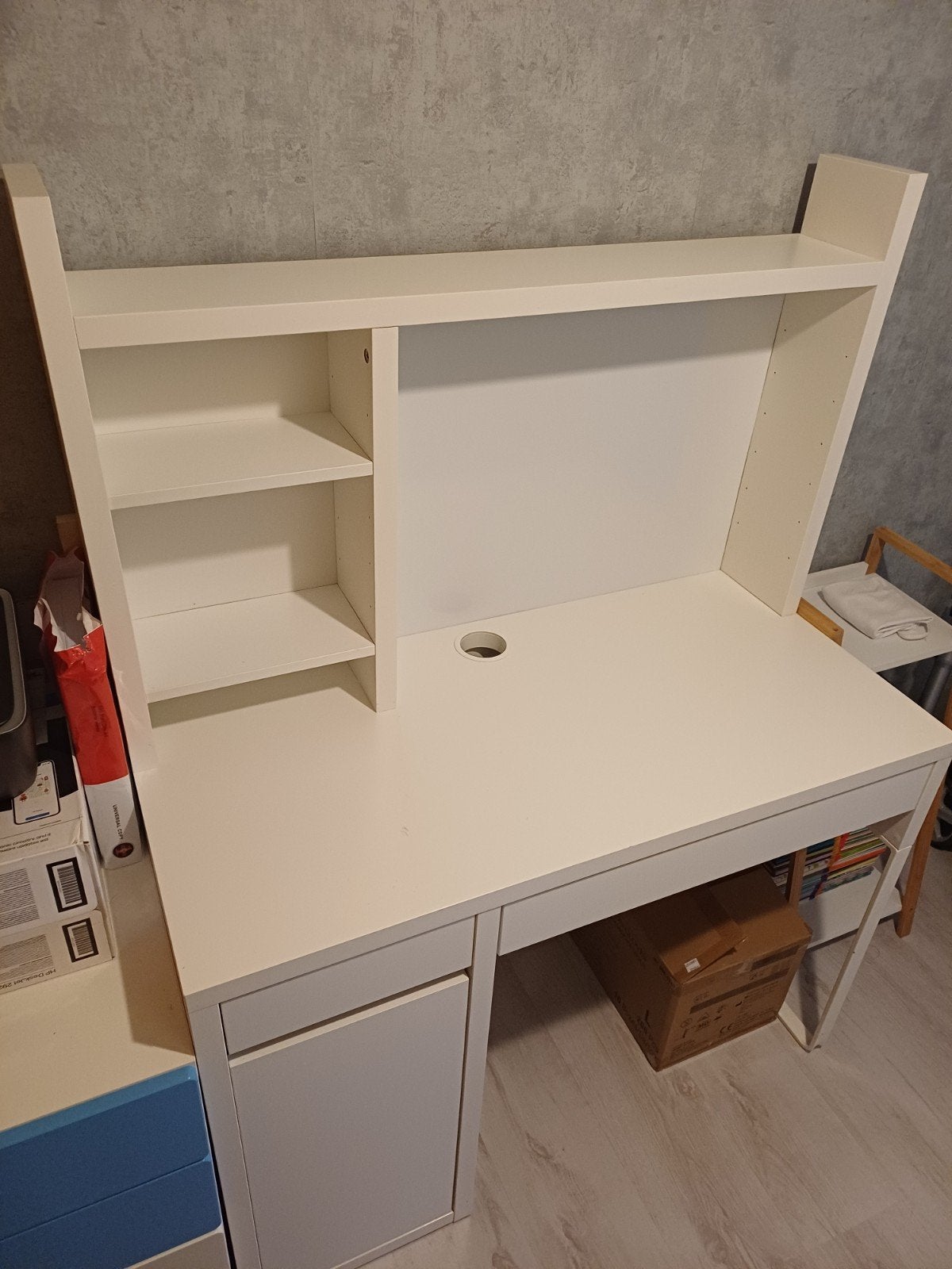 IKEA Bureau met opzetstuk, lades en kast (105x51x143 cm), Ophalen, 105 cm, Gebruikt, 51 cm