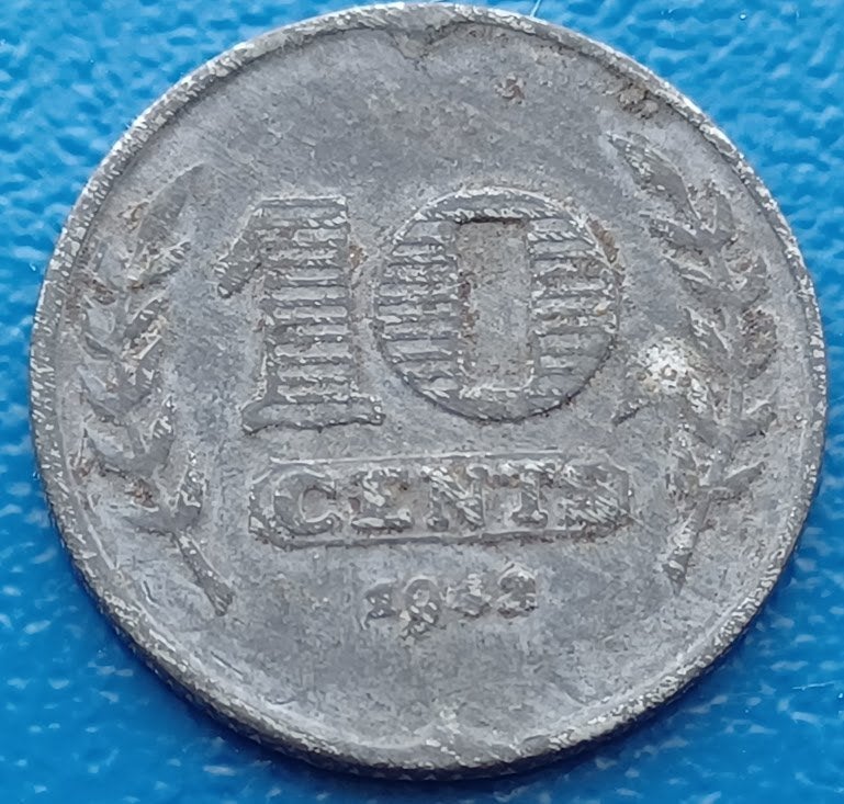 10 cent 1942 Zink - Wilhelmina, Verzenden, Koningin Wilhelmina, 10 cent, Losse munt