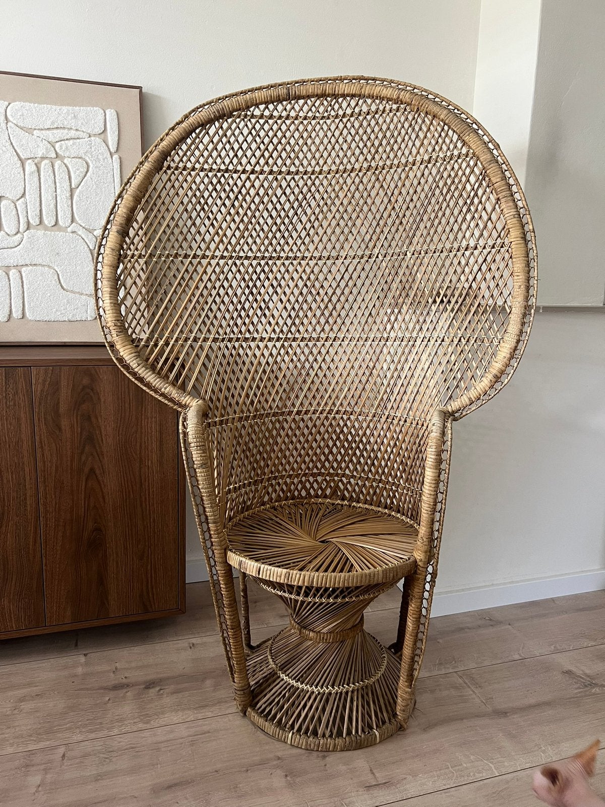 XL Vintage Rotan Pauwenstoel / Peacock Chair | 150cm | Ibiza, Huis en Inrichting, Ophalen, Gebruikt, Boho, Ibiza, Jaren 70, Bohemian, Vintage