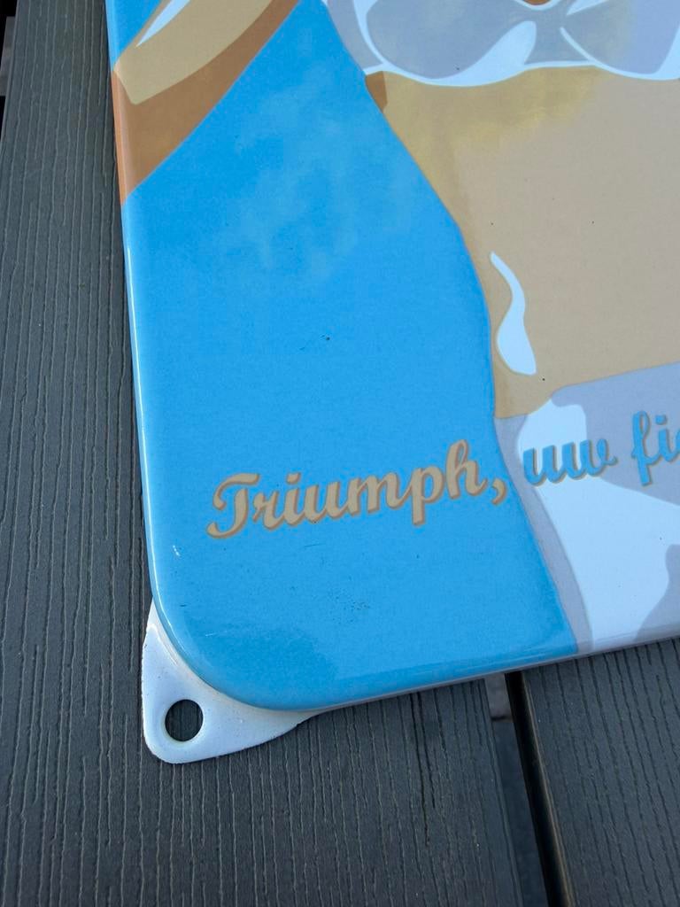 Triumph emaille reclamebord, Reclamebord, I, Ophalen of Verzenden, Zo goed als nieuw
