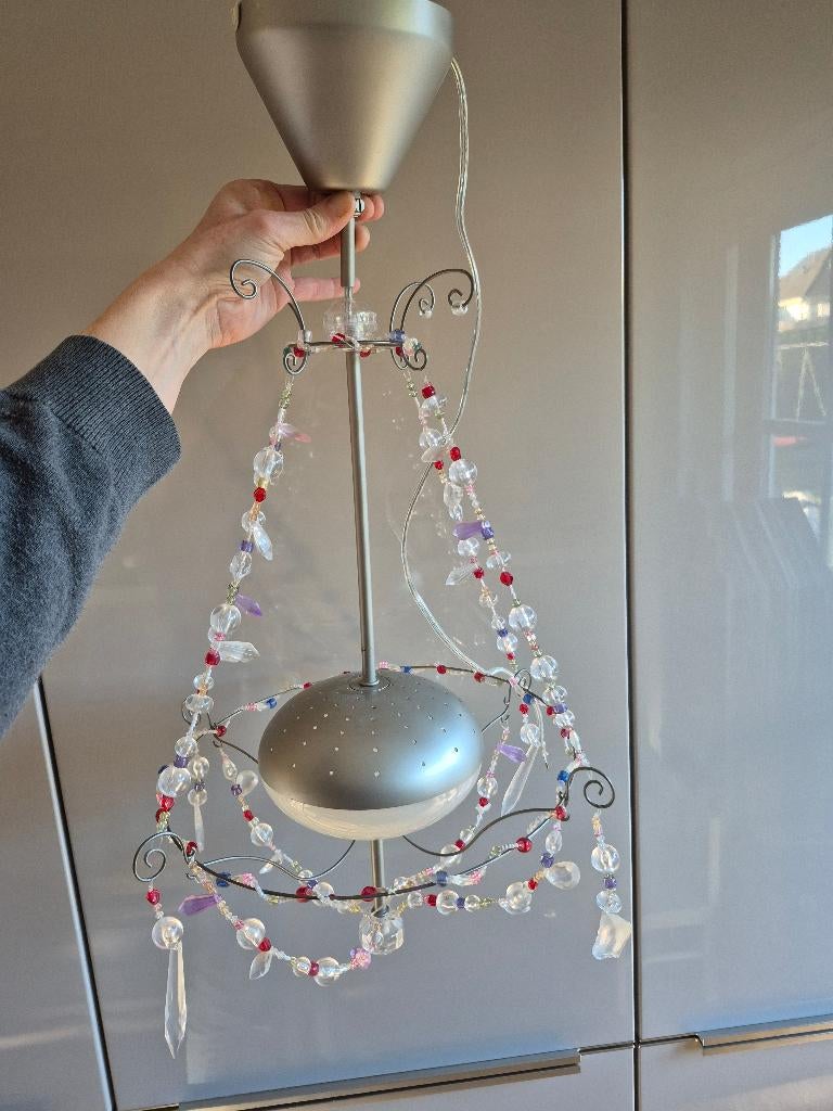 Lamp meisjeskamer hanglamp kralen, Huis en Inrichting, Lampen | Hanglampen, Ophalen of Verzenden, Zo goed als nieuw, 50 tot 75 cm