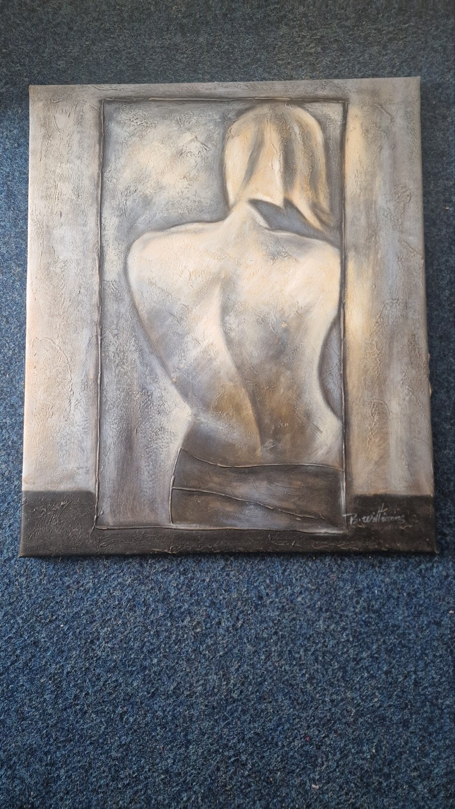 Schilderij Vrouwenrug - 50x60 cm - Gesigneerd, Ophalen of Verzenden
