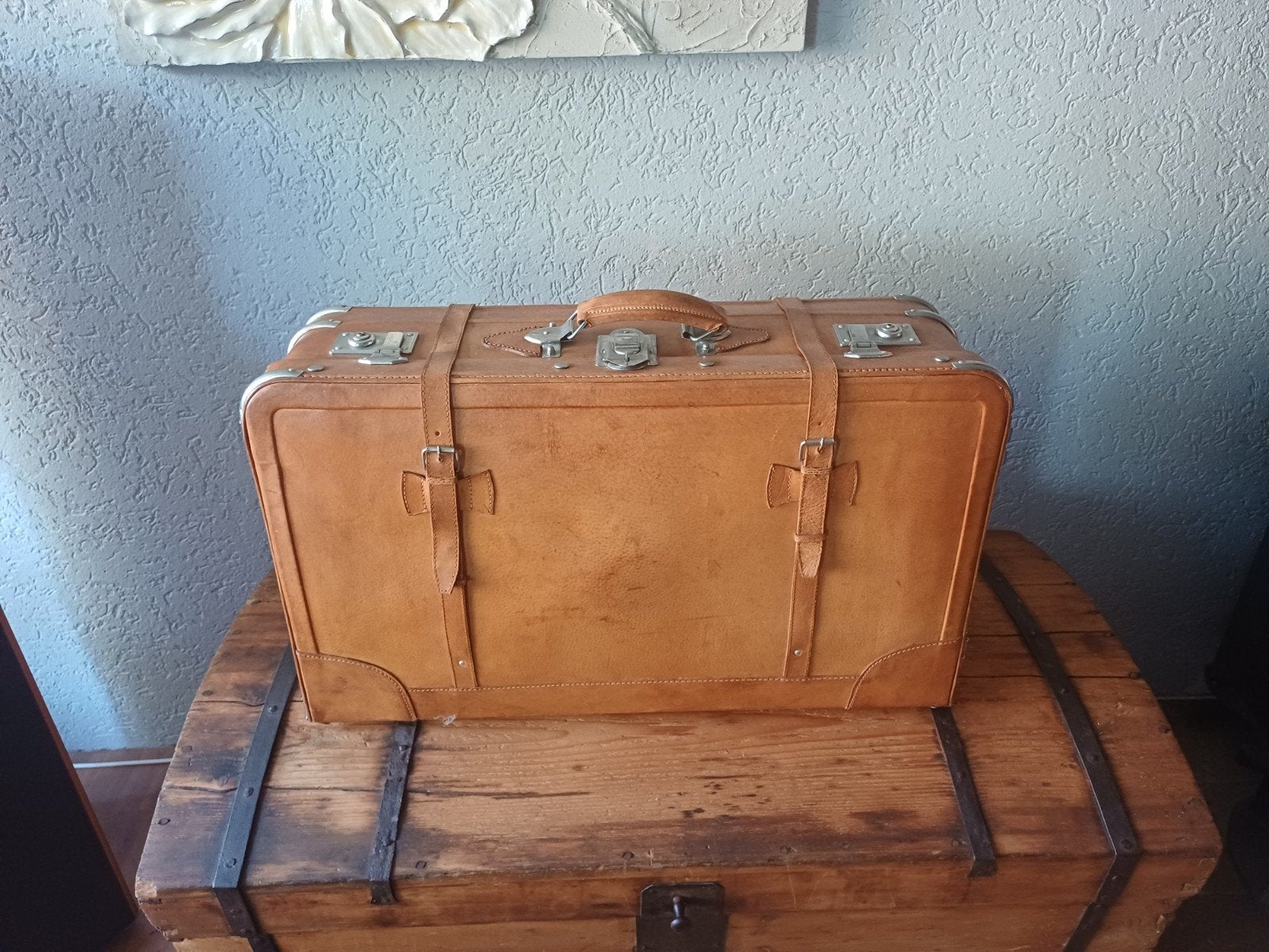 koffer geheel van leer, Sieraden, Tassen en Uiterlijk, Ophalen of Verzenden, Gebruikt, Leer