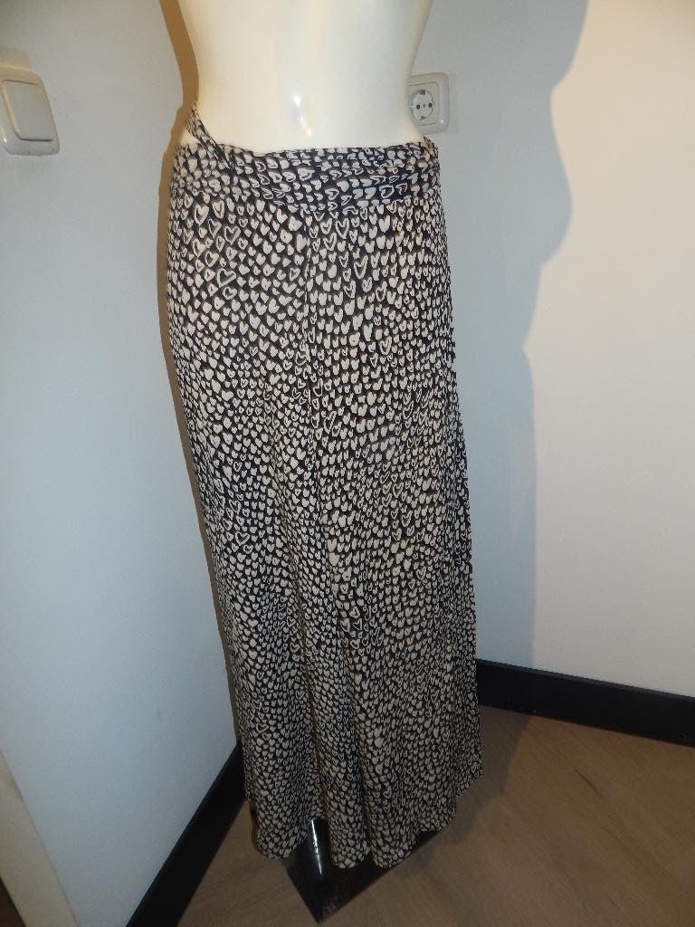 Fabienne Chapot maxi wikkel rok zwart wit hartjes print M