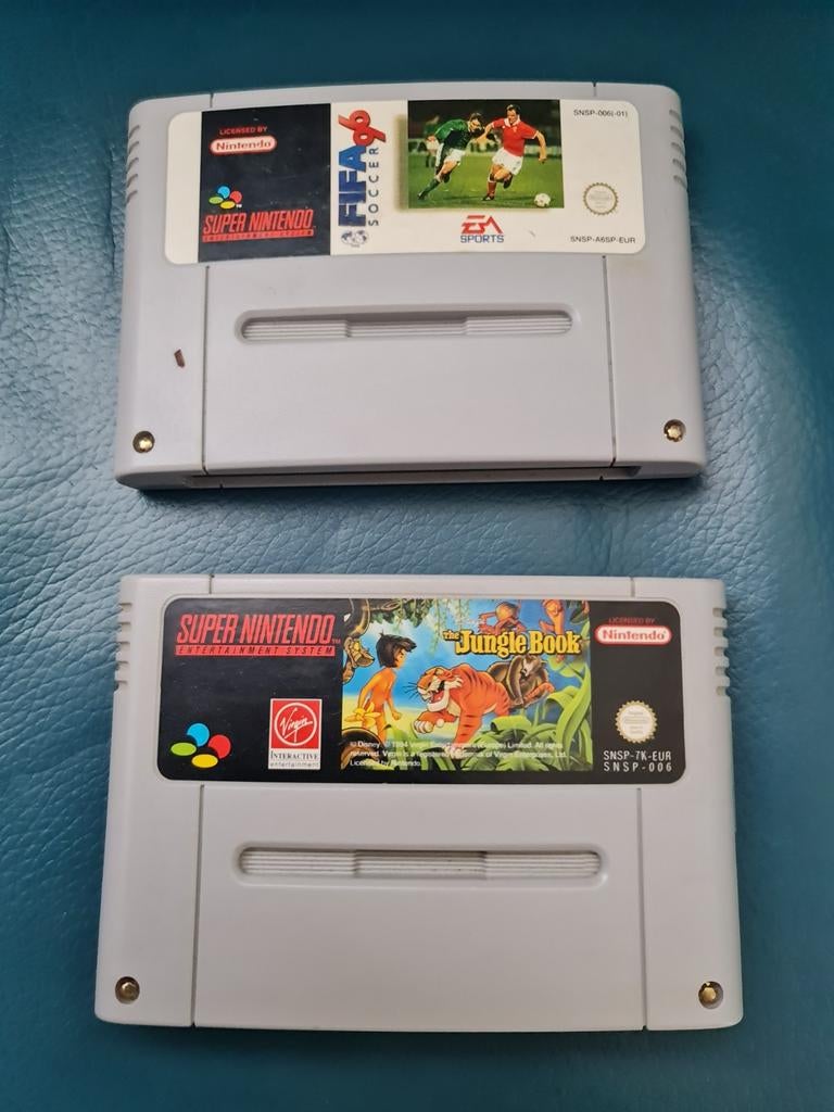 Super Nintendo Games: FIFA '96 & The Jungle Book, Gebruikt, 1 speler, Ophalen of Verzenden, Vanaf 3 jaar