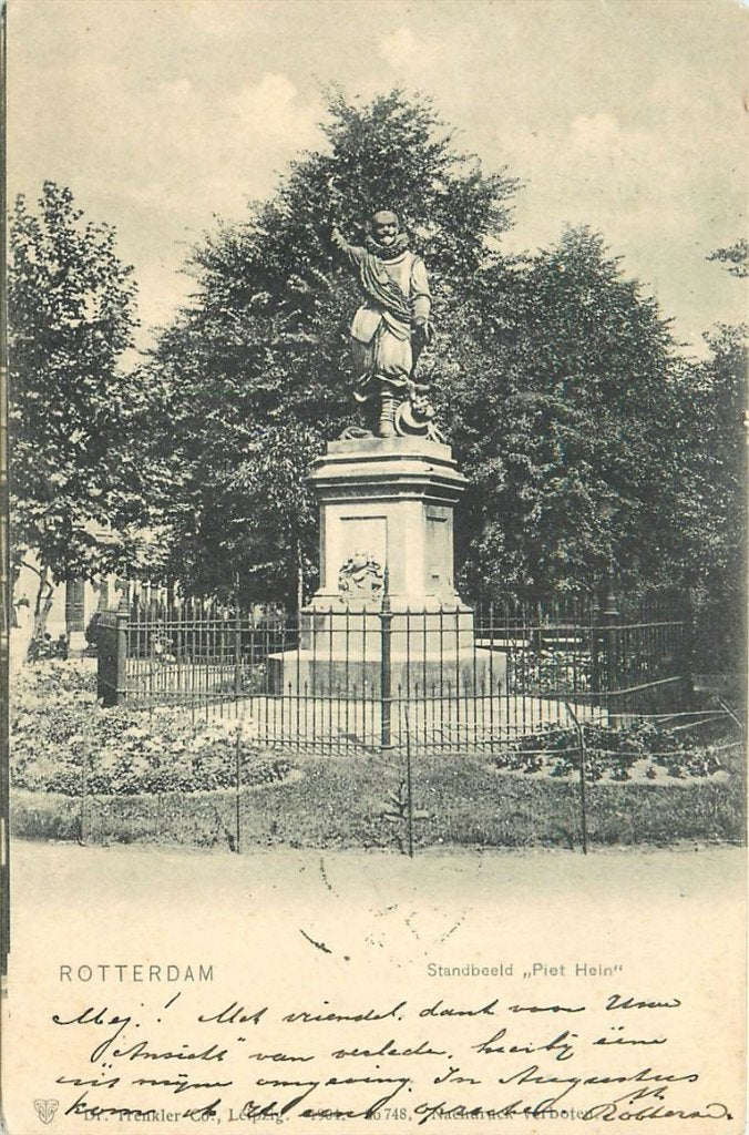 702-039-013 Rotterdam Standbeeld Piet Hein, Verzamelen, Ansichtkaarten | Nederland, Verzenden, Voor 1920, Zuid-Holland