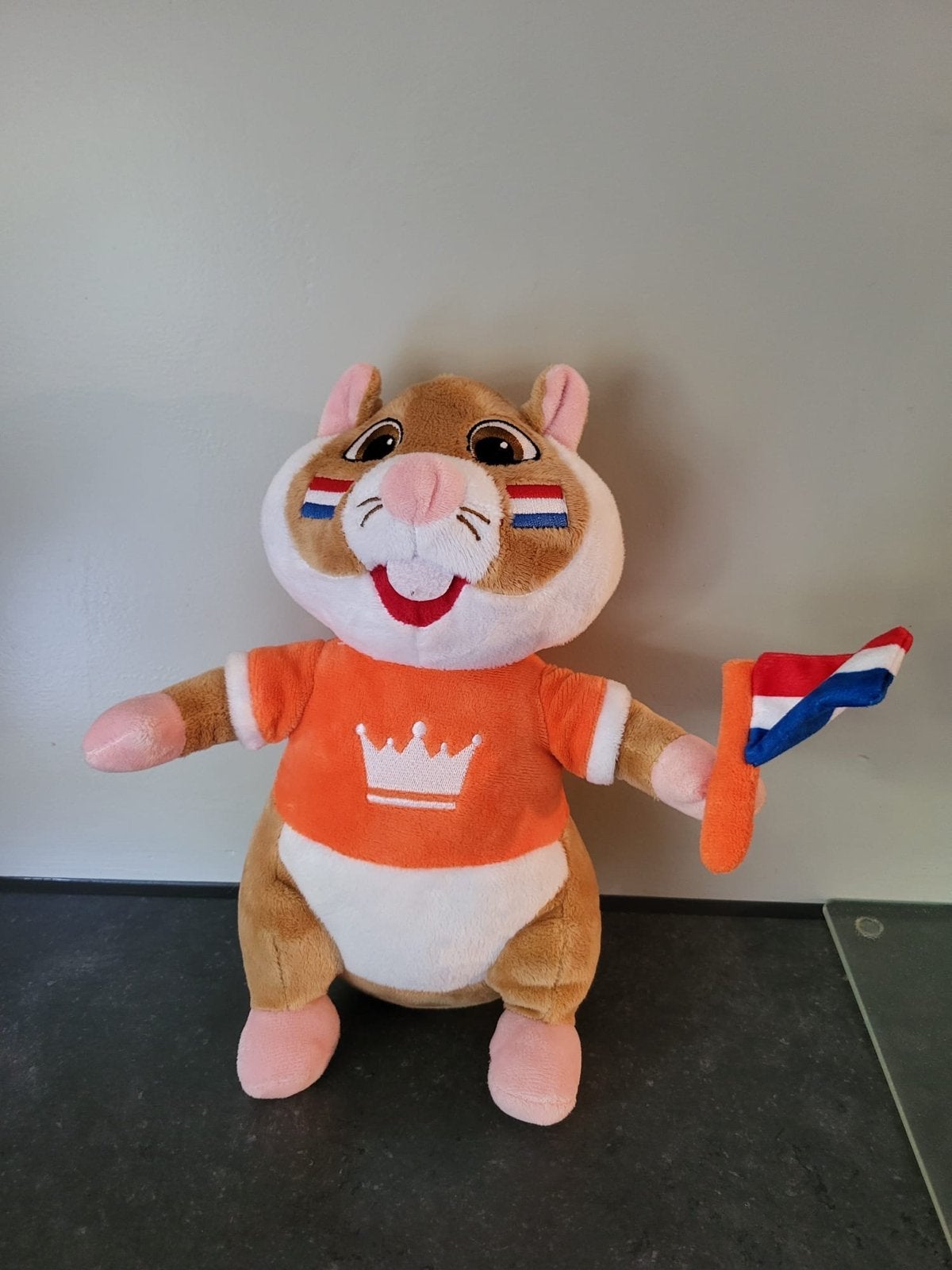 Oranje Hamster Knuffel met Nederlandse Vlag, Oranje, Gebruikt, Overige merken, Overige karakters