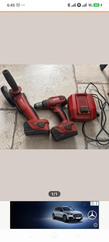Hilti boormachine en slijptol met lader, Ophalen of Verzenden