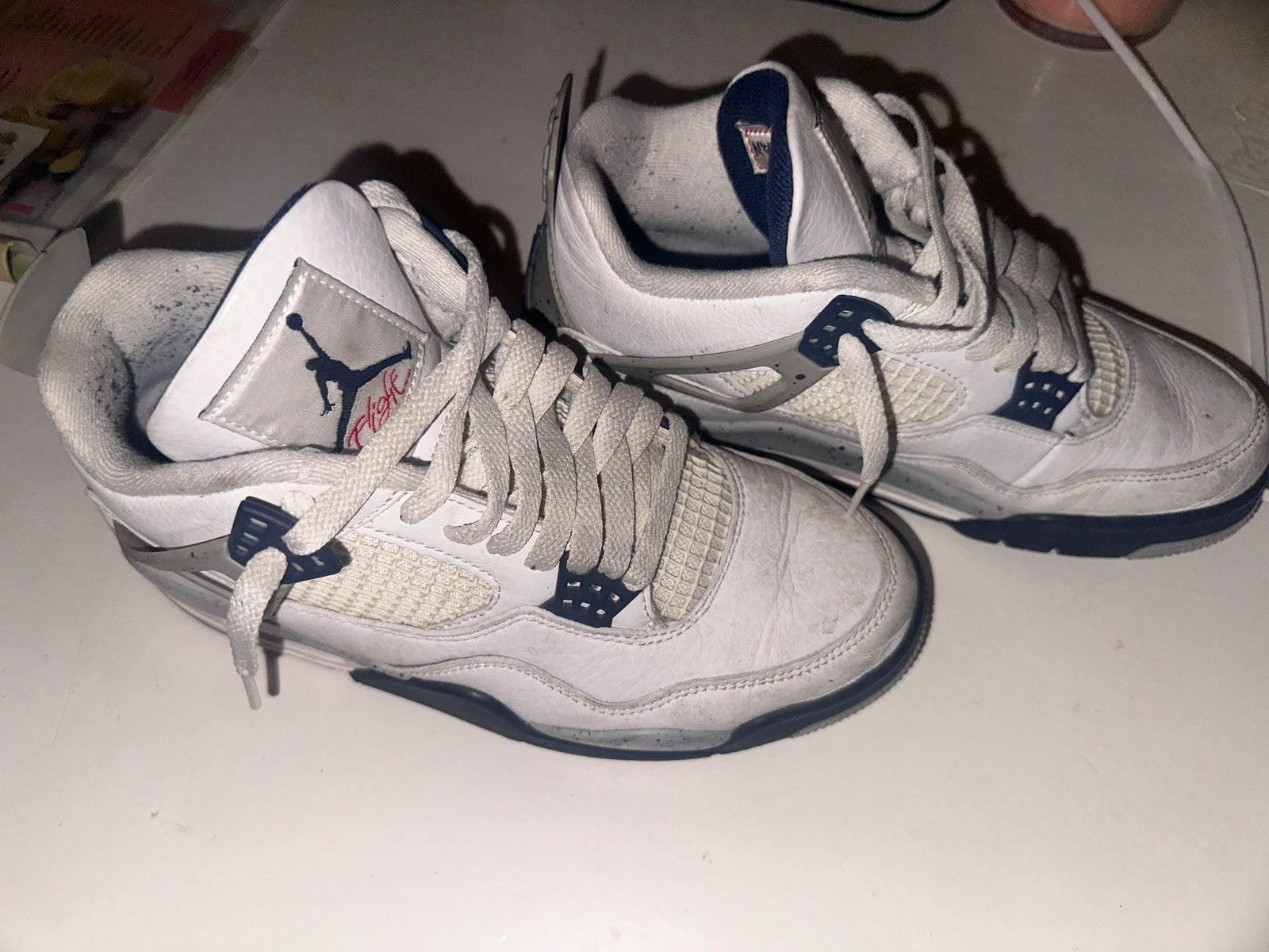 Nike Air Jordan 4 Retro White Midnight Navy, Kleding | Heren, Schoenen, Ophalen of Verzenden, Zo goed als nieuw, Wit
