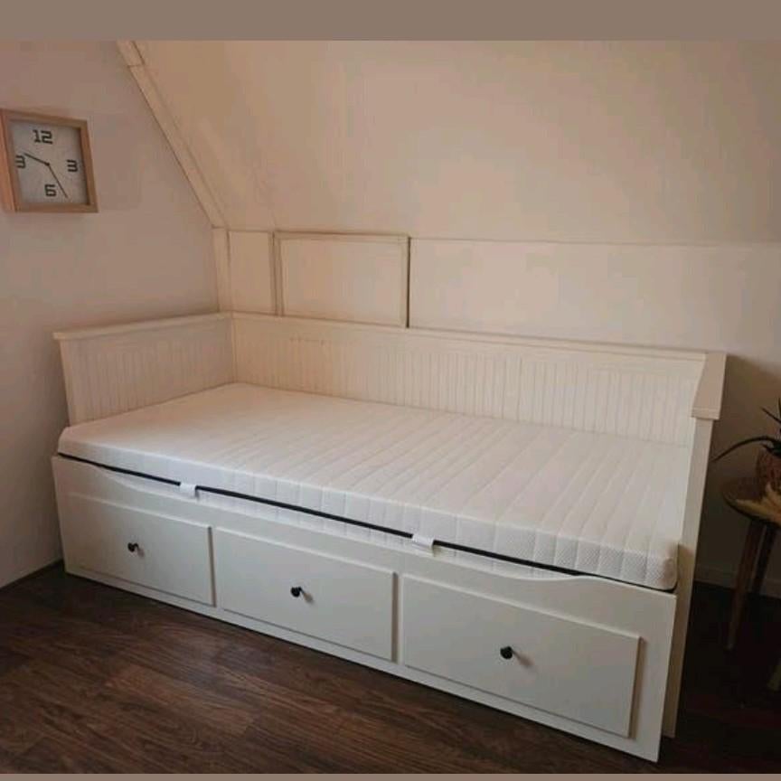 Ikea hemnes bedbank, Gebruikt, Wit, Tweepersoons, Ophalen of Verzenden