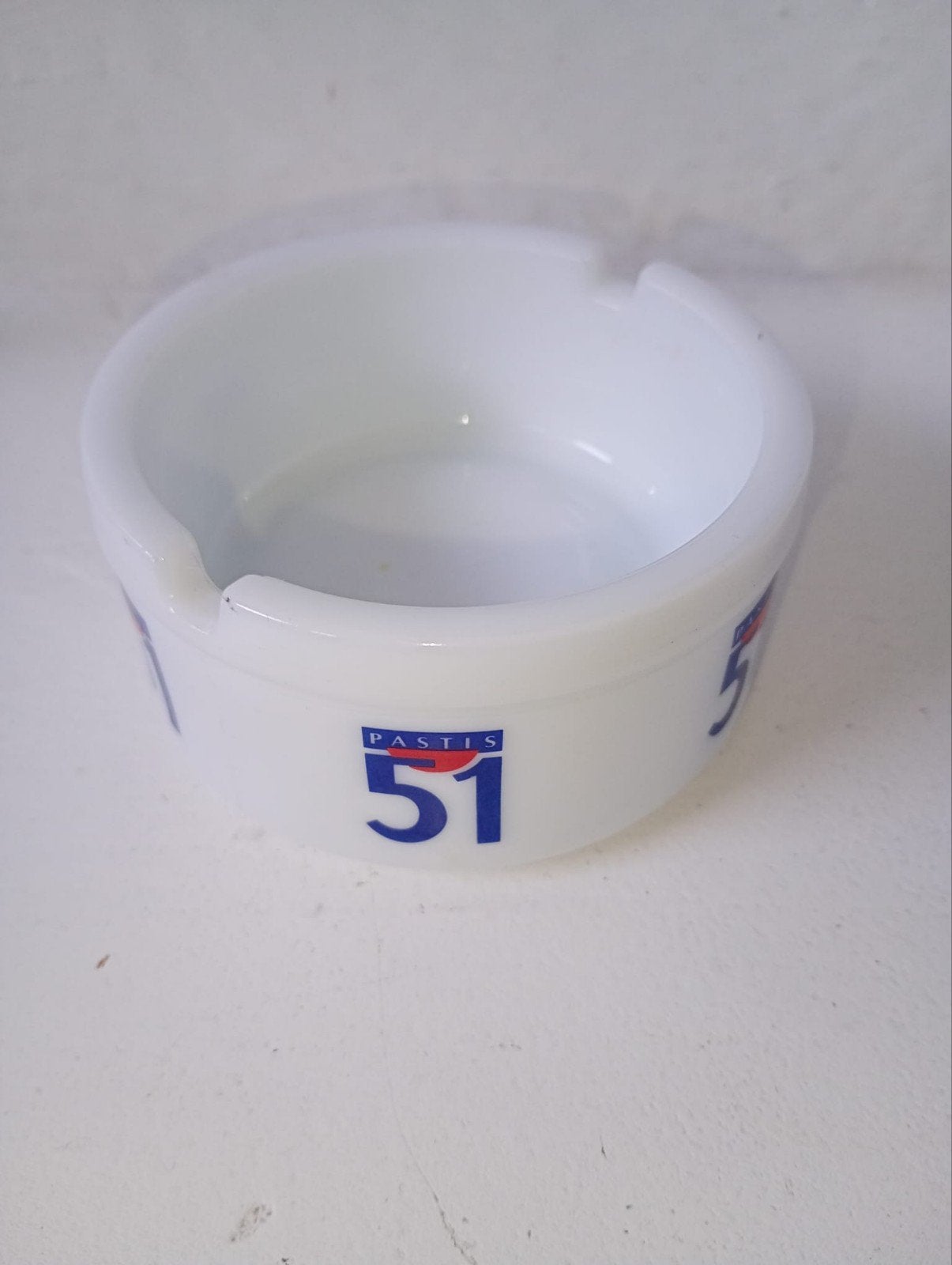 Vintage Pastis 51 Asbak - Wit Glas, Ophalen of Verzenden, Gebruikt, Asbak