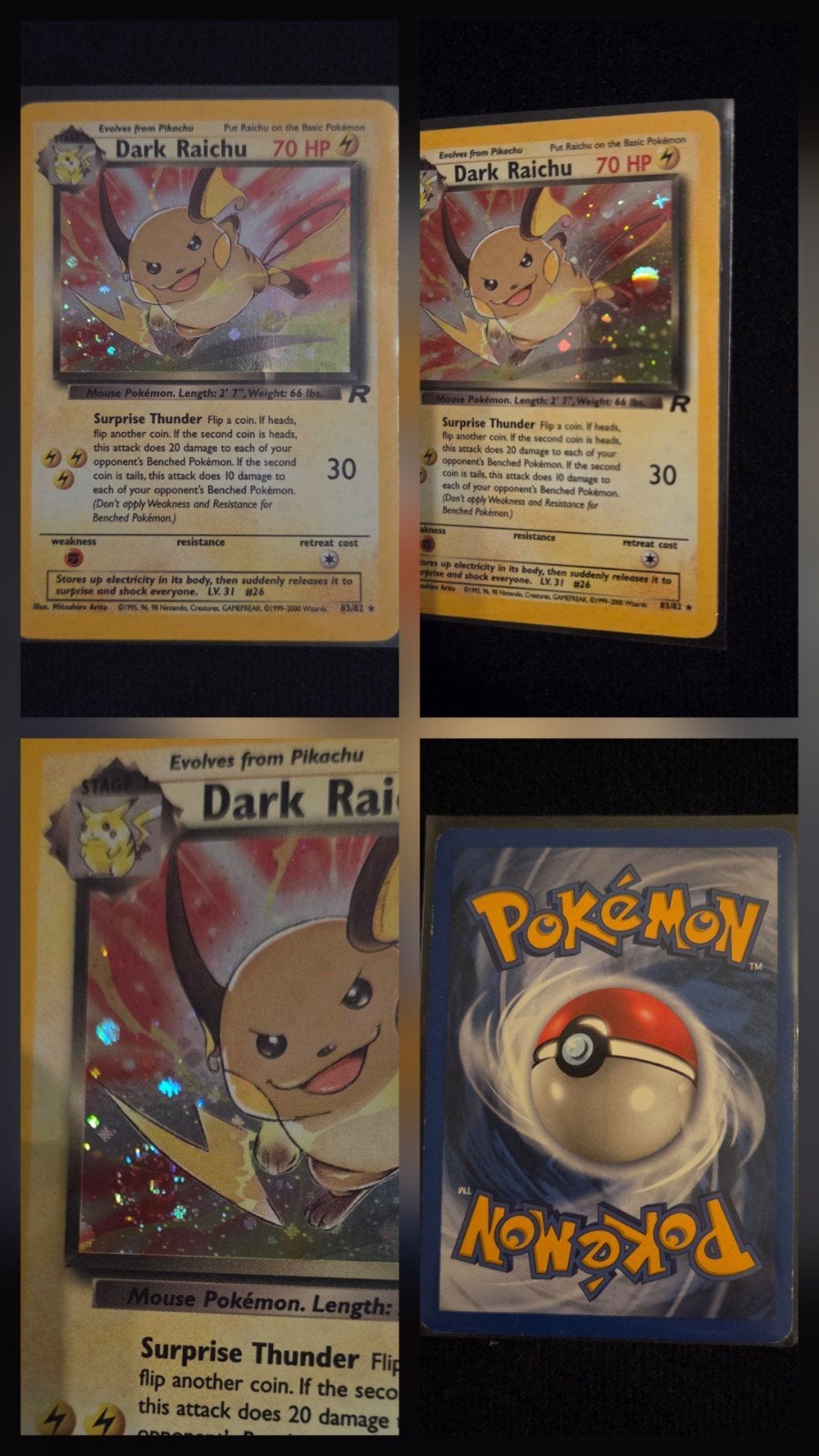 Dark Raichu - Team Rocket 1999 (EN) - Nette staat, Ophalen of Verzenden, Zo goed als nieuw, Losse kaart, Foil