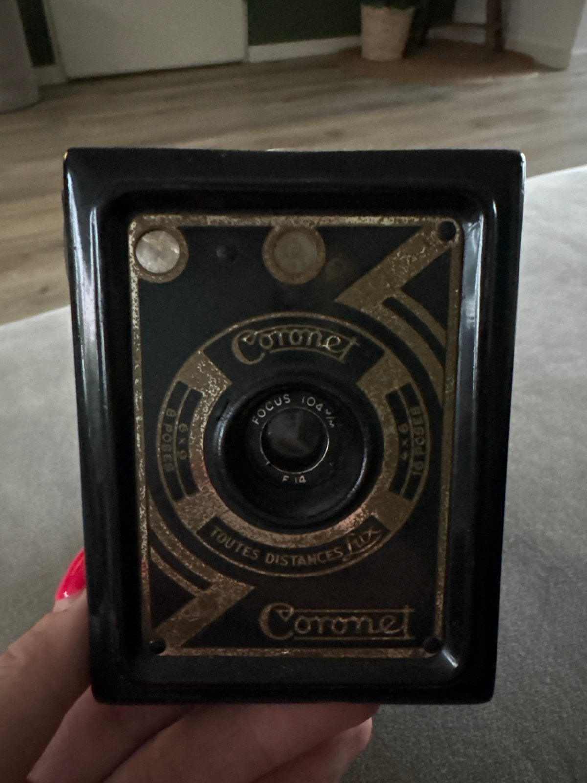 Vintage Coronet Boxcamera met originele tas, Ophalen, Gebruikt, Compact, Overige Merken