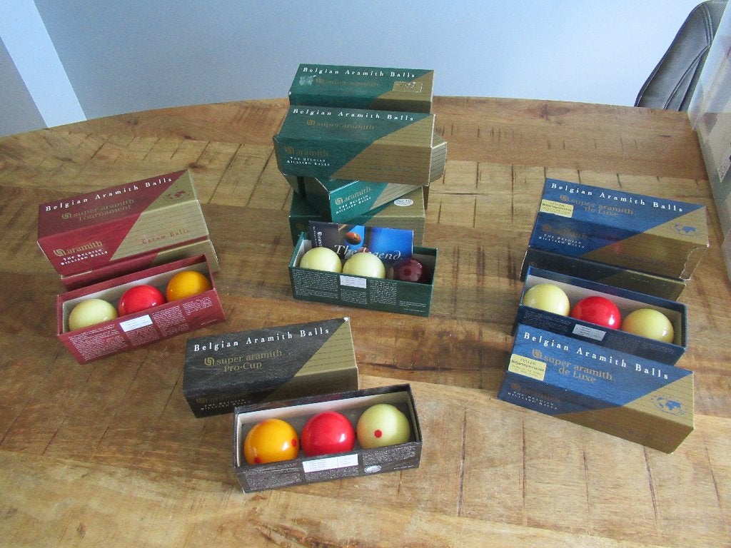 Partij verschillende Belgian Biljartballen Super Aramith Pro, Ophalen, Zo goed als nieuw, Keu of Ballen