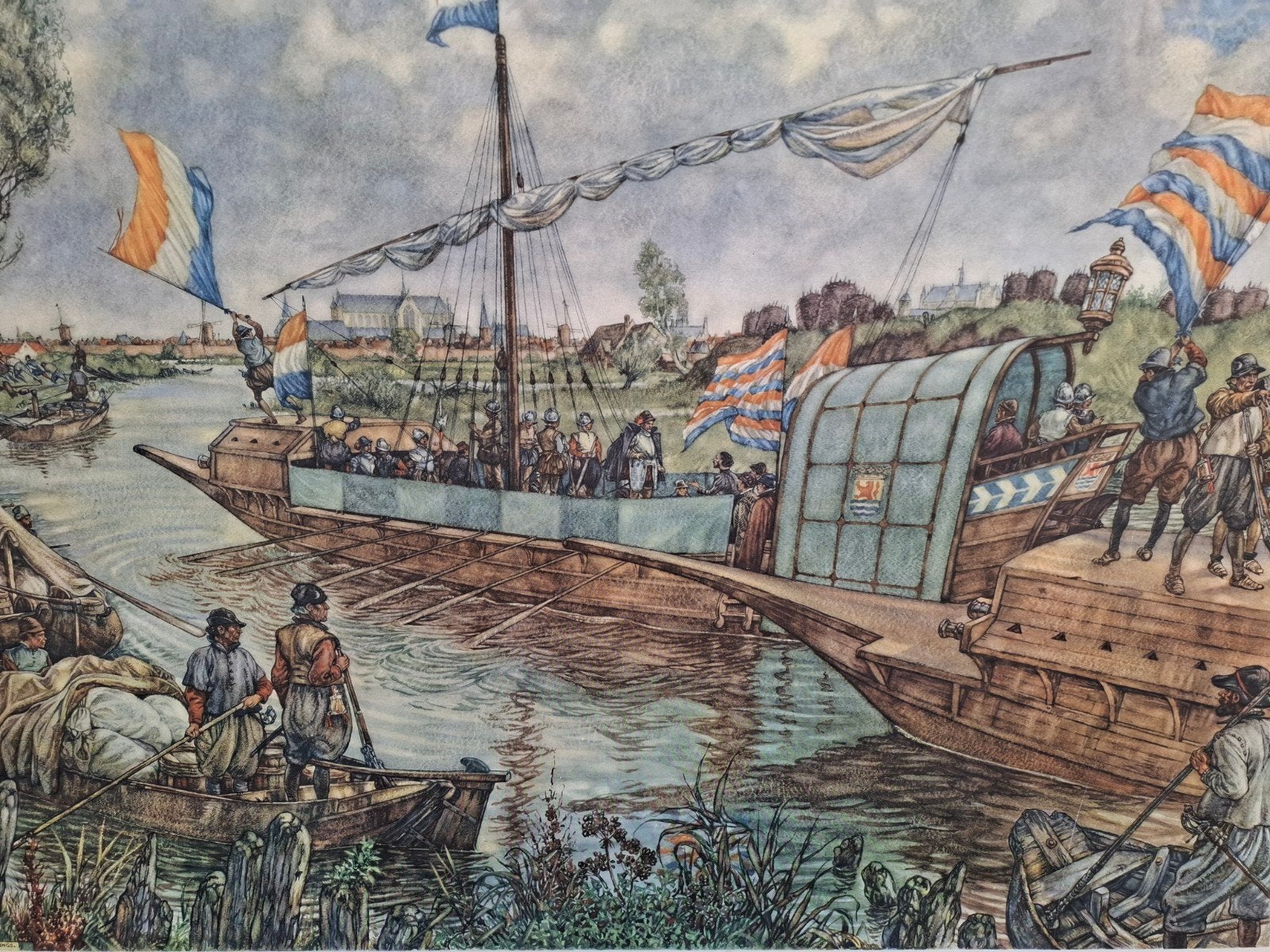 Historische prent: Leidens Ontzet 3 oktober 1574, Ophalen