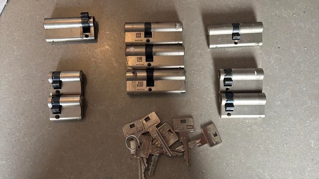 9 BUVA gelijksluitende cilinders, Ophalen of Verzenden, Gebruikt, Slot