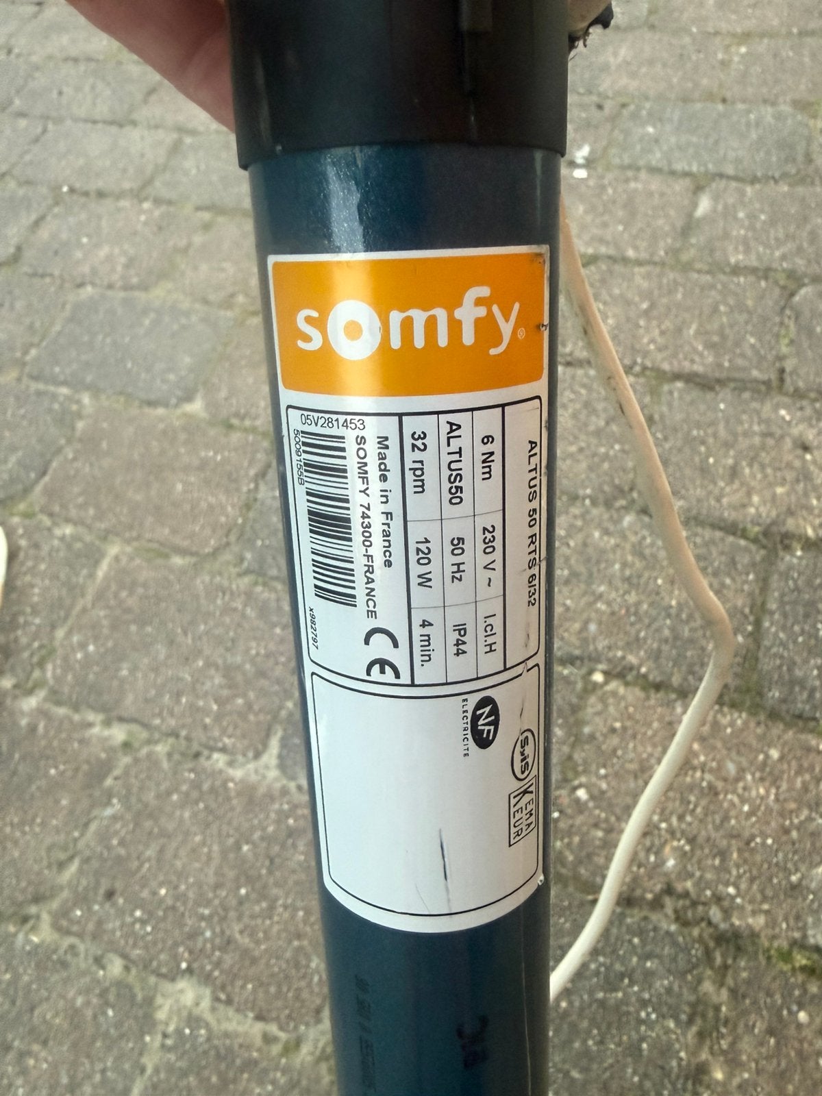 Somfy altus 50 rts motor, Doe-het-zelf en Verbouw, Rolluiken, Ophalen of Verzenden, Gebruikt, Wit, Elektrische bediening