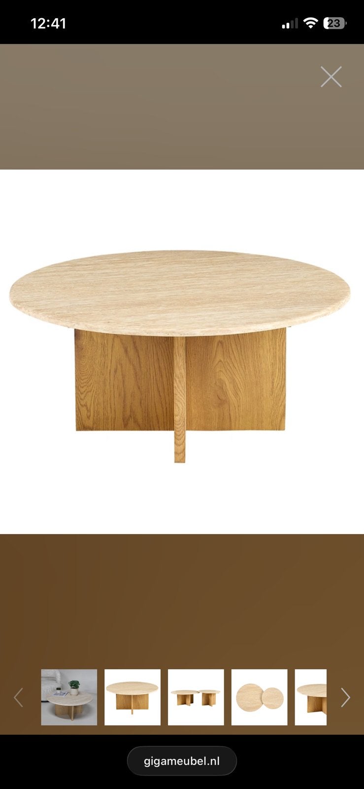 Eettafel Faria Marmer Rond 120cm, Ophalen, 100 tot 150 cm, Rond, Zo goed als nieuw