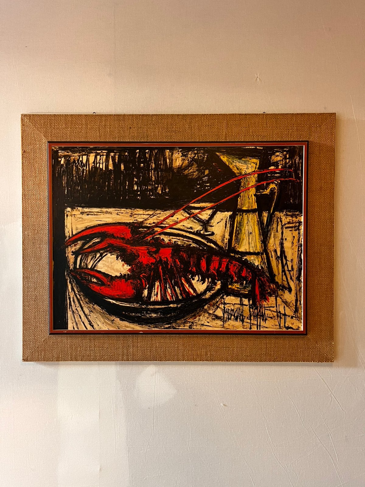 Vintage print van Bernard Buffet kreeft jaren 70, Ophalen
