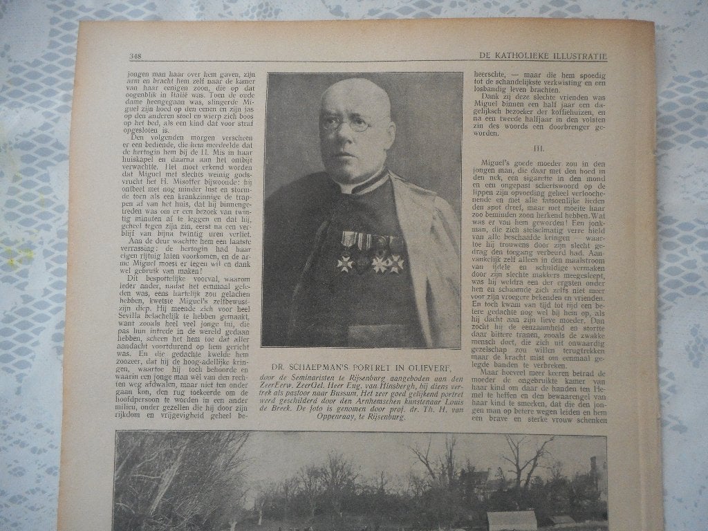 Dr. Schaepman. Foto portret in olieverf. 1913., Ophalen of Verzenden, Voor 1920, Nederland, Knipsel(s)