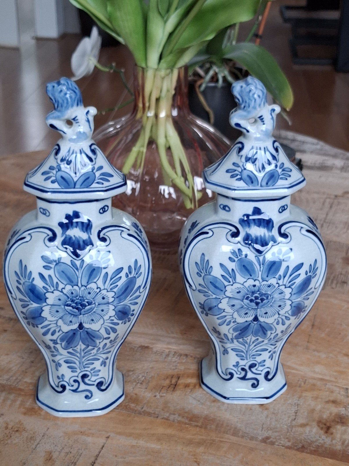 Prachtige antieke  handgeschilderde Delfts blauwe vazen, Ophalen of Verzenden