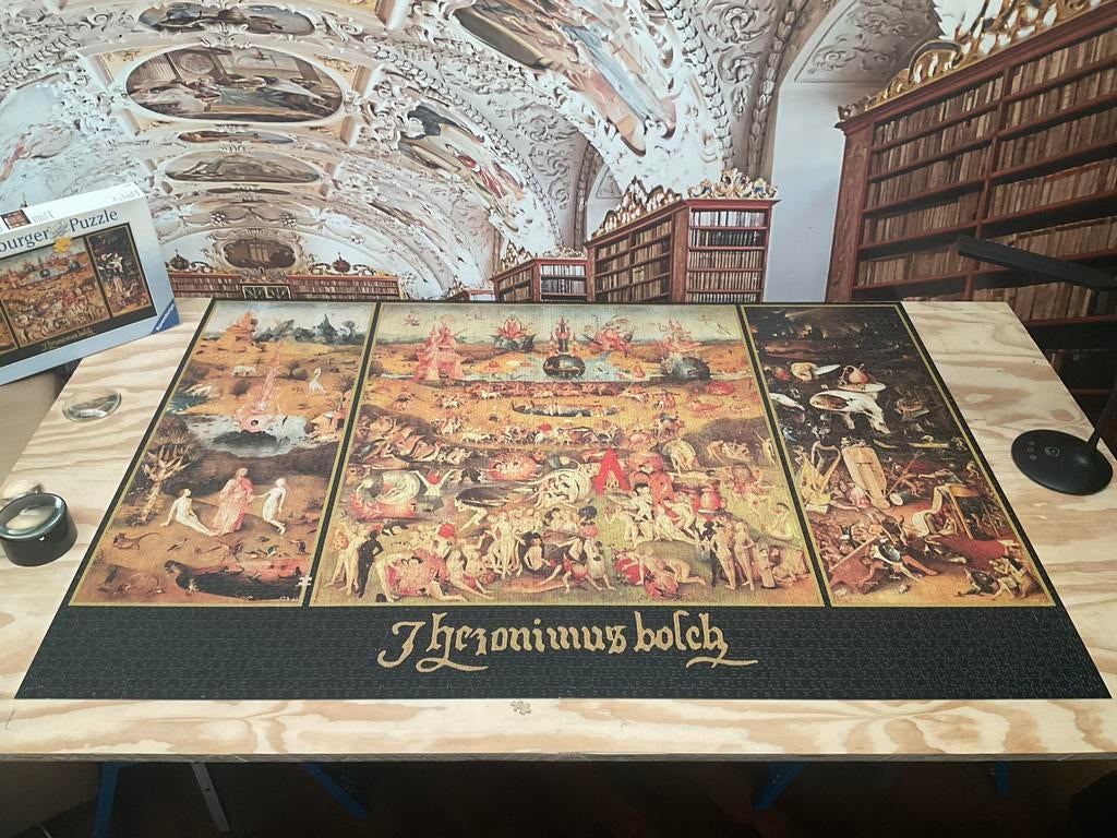 Tuin der Lusten van Jheronimus Bosch 5000 stukjes, Hobby en Vrije tijd, Denksport en Puzzels, Ophalen, Meer dan 1500 stukjes, Gebruikt