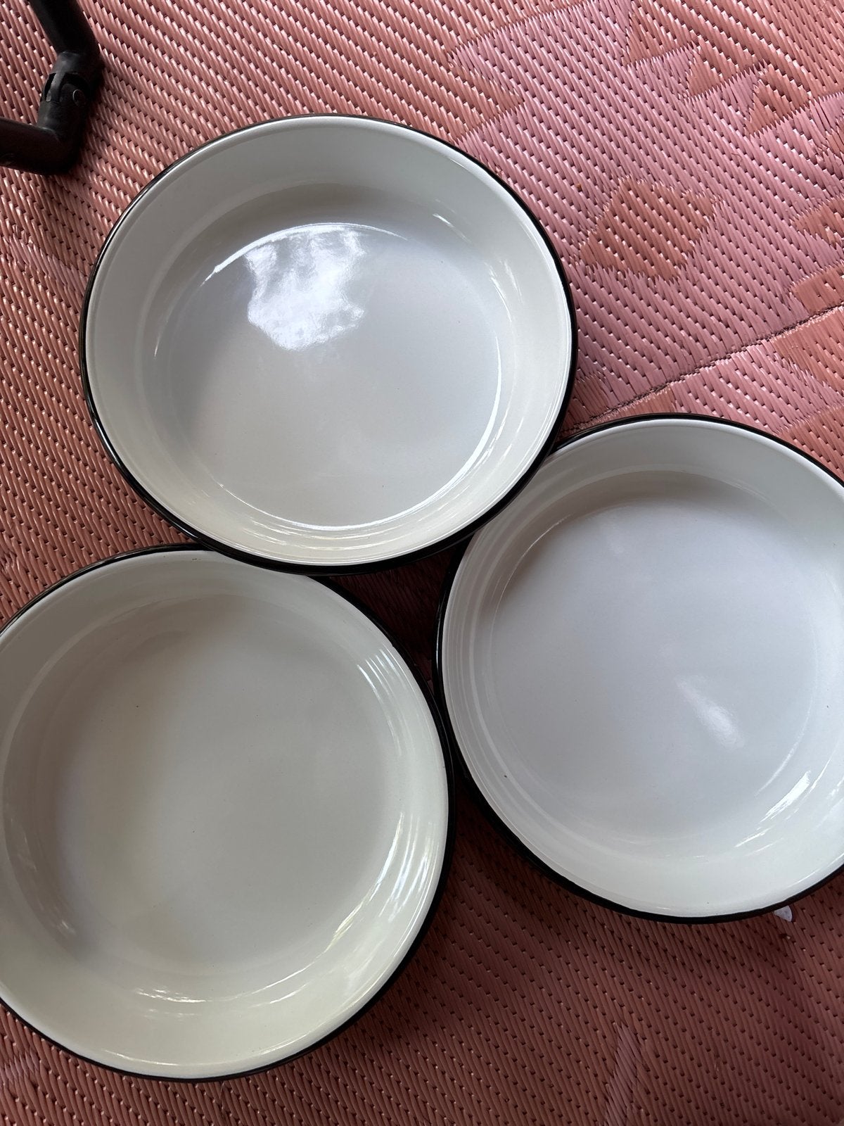 3x Emaille bordjes Dille en Kamille, Huis en Inrichting, Ophalen