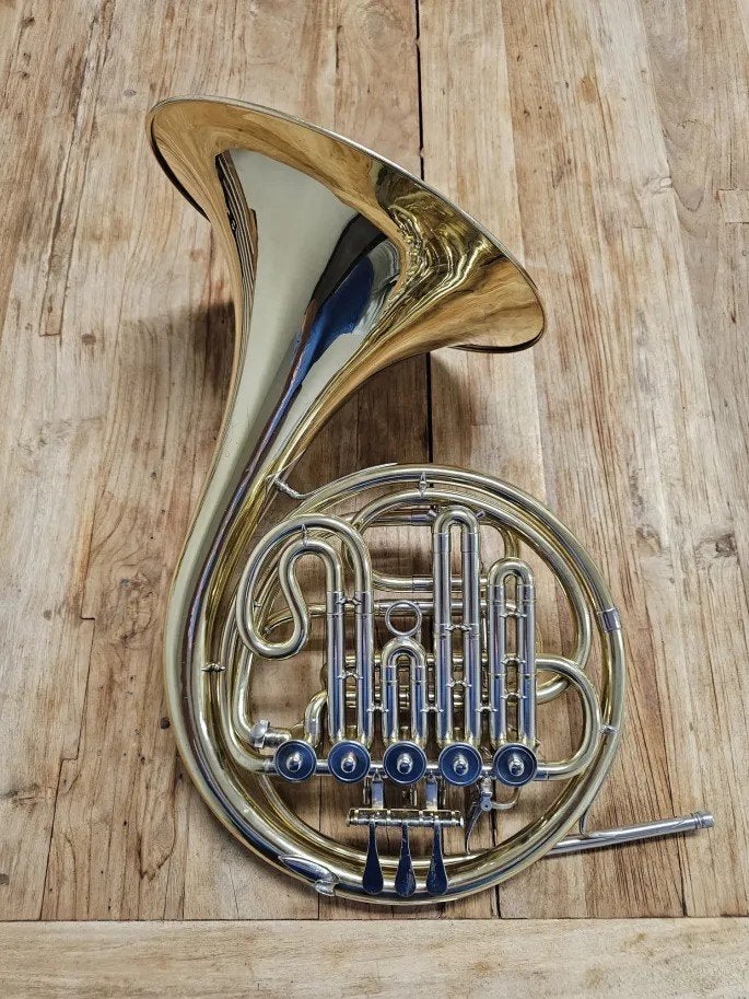 Meister Hans Hoyer mod 706 Bb / F French Horn stopping valve, Muziek en Instrumenten, Ophalen, Gebruikt, Bes-hoorn