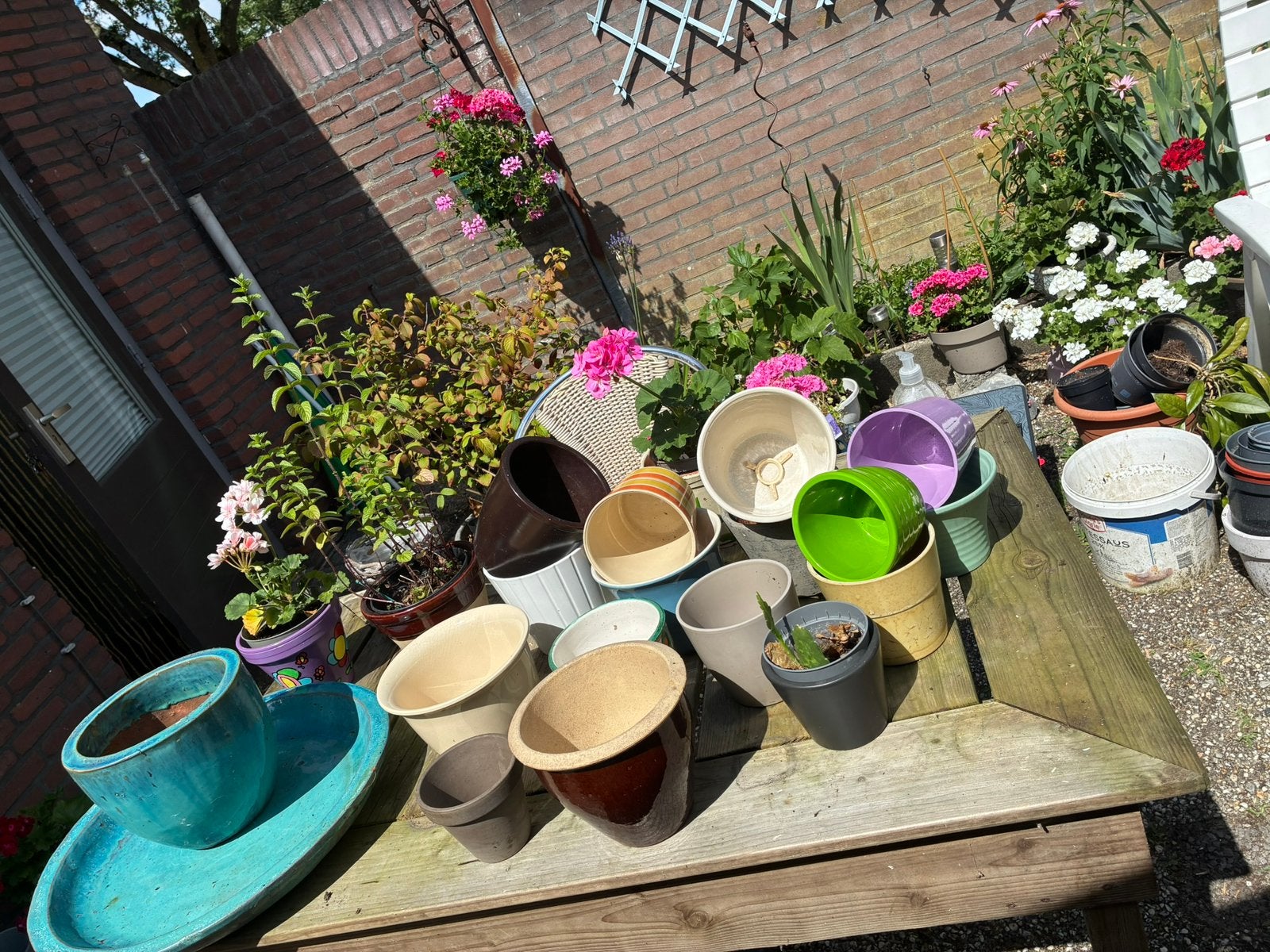 Bloempotten/overpotten., Tuin en Terras, Ophalen, Steen, Minder dan 30 cm, Rond