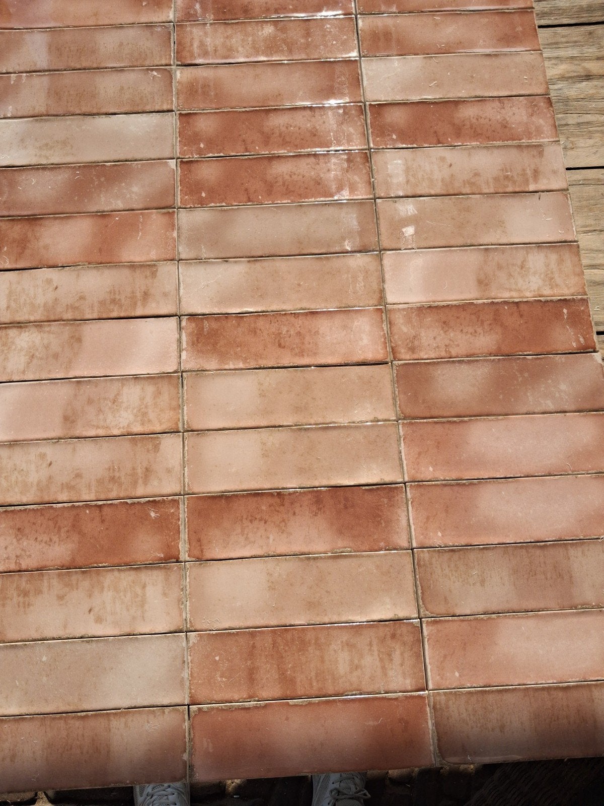 Nieuwe wandtegeltjes oudroze met beige 6,9 x 24 cm, 60 cm of meer, Nieuw, Ophalen of Verzenden, Minder dan 5 m²