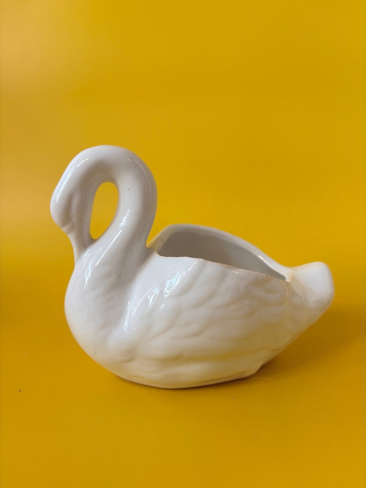 Vintage keramieken zwaan - bloempot of opberger, Antiek en Kunst, Verzenden