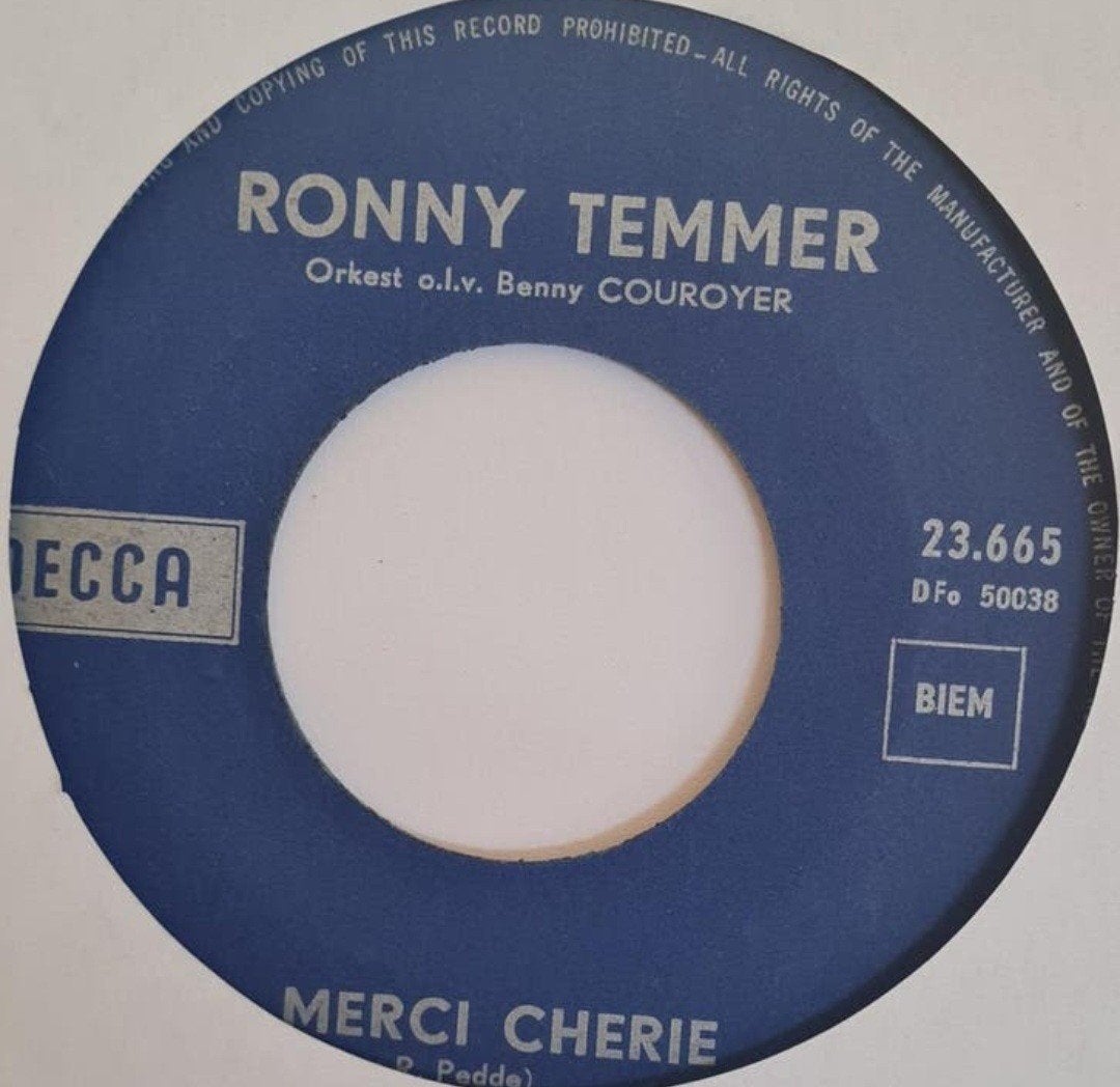 RONNIE TEMMER - MERCI CHERIE, Ophalen of Verzenden, Gebruikt