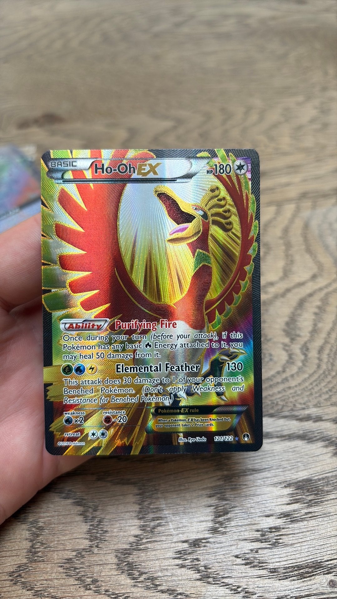 Ho-Oh EX Full Art 121/122 Breakpoint Pokemon Kaart, Ophalen of Verzenden, Zo goed als nieuw