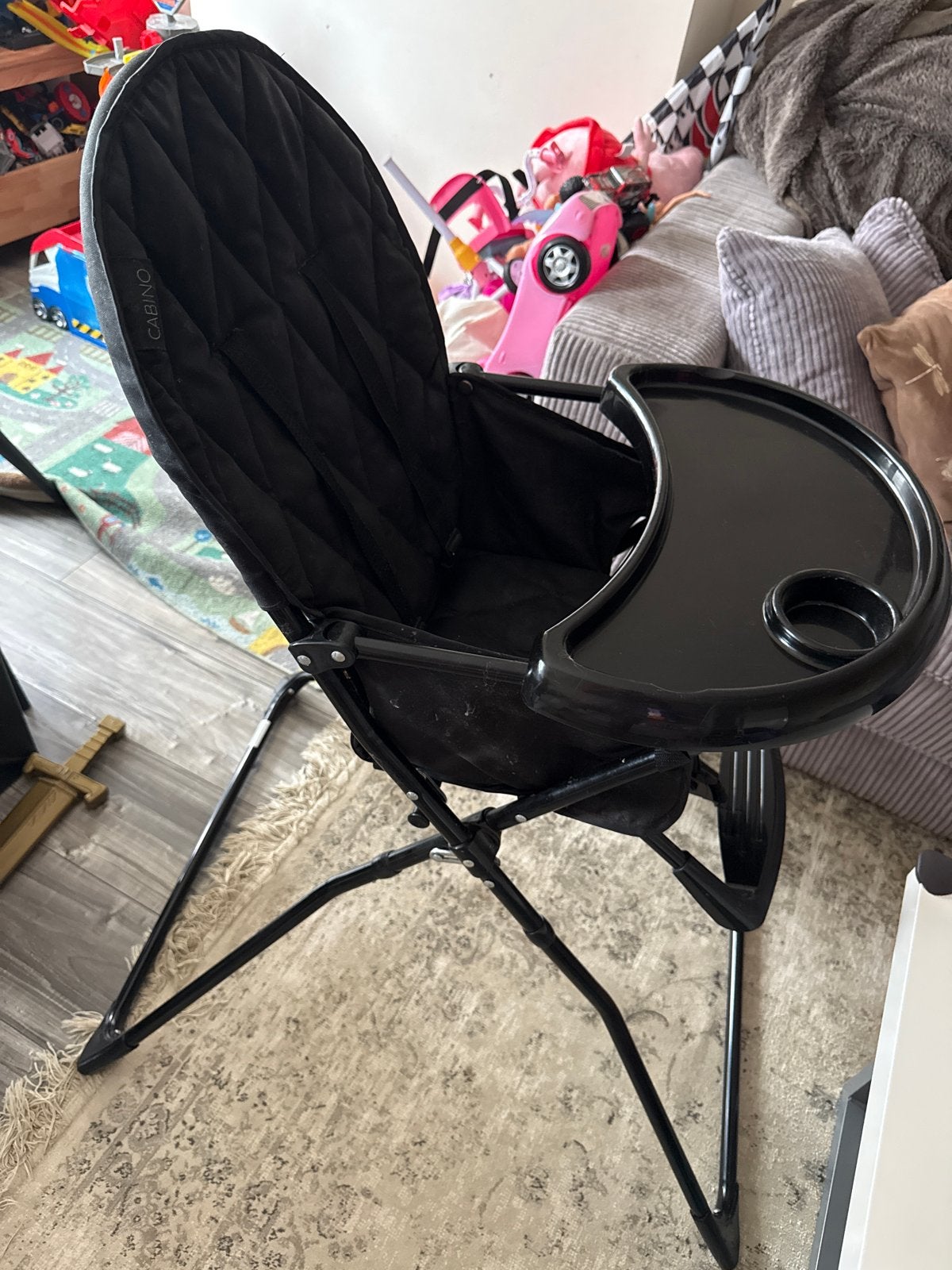 Cabino Opklapbare Kinderstoel Happy Zwart, Kinderen en Baby's, Ophalen, Gebruikt, Inklapstoel, Afneembaar eetblad