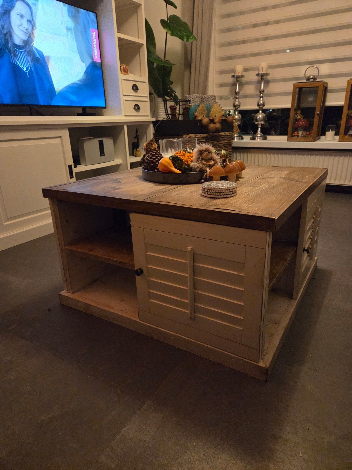 Landelijke salontafel (Riviera Maison stijl) wit/hout, Ophalen, Gebruikt, 50 tot 100 cm, Landelijke, Vintage, Riviera Maison stijl