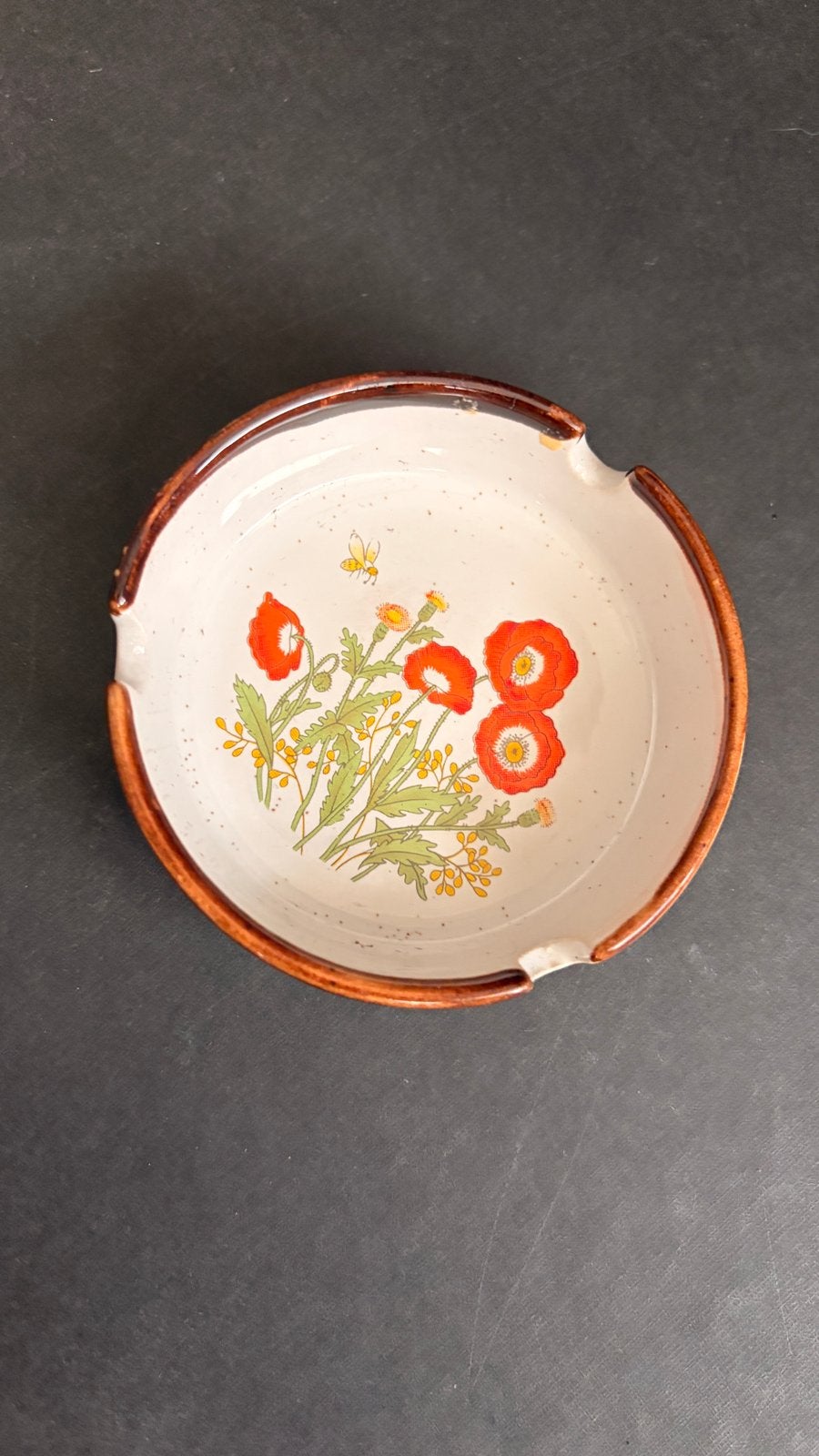 Vintage Asbak met Bloemenpatroon - Keramiek, Ophalen of Verzenden, Gebruikt, Asbak