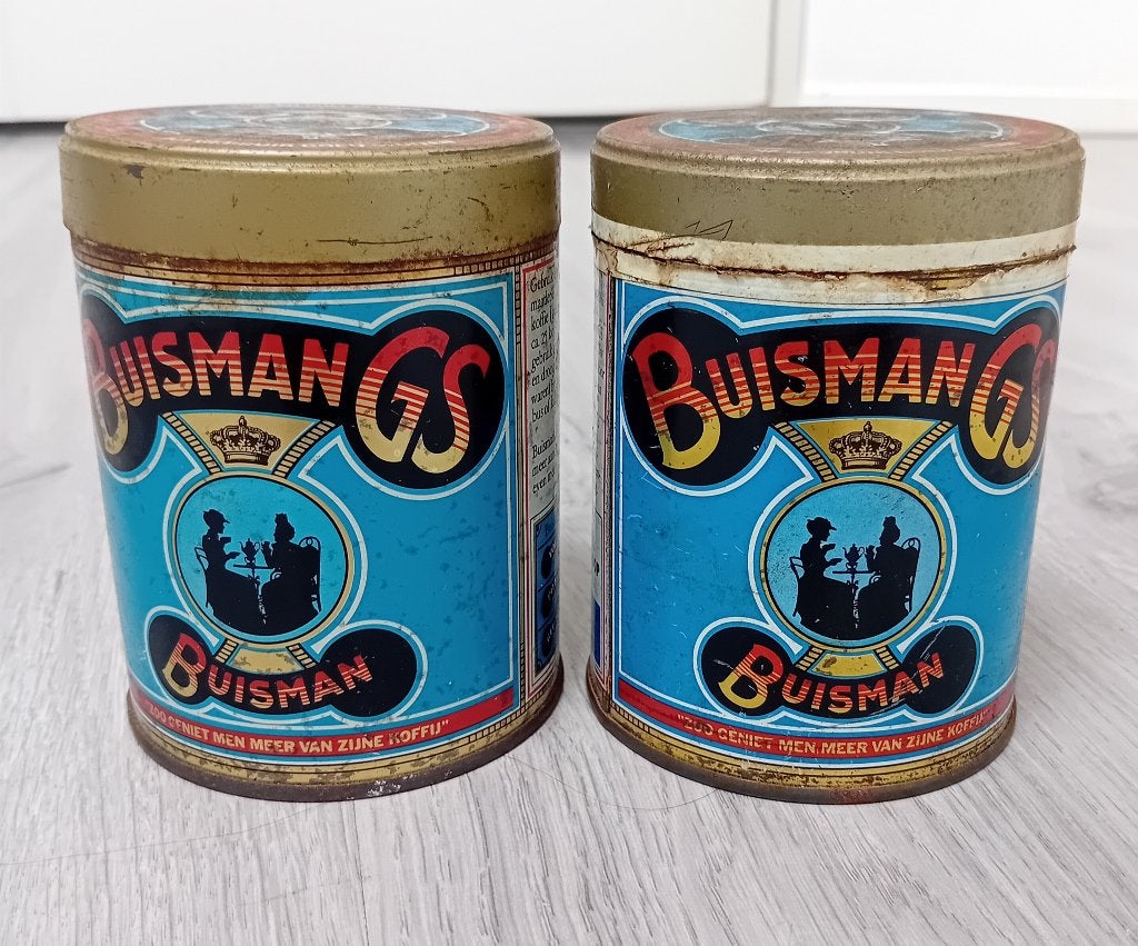 2 vintage Buisman koffieblikken 500gr, Verzenden, Overige
