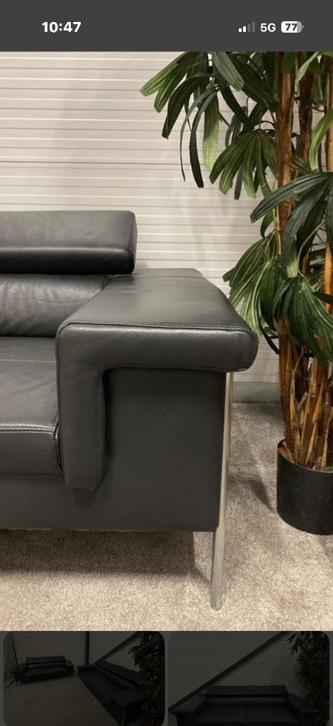 bankstel 2,5 en 3 zits van Montel zwart leer gratis, Huis en Inrichting, Ophalen, Gebruikt, 75 tot 100 cm, Rechte bank