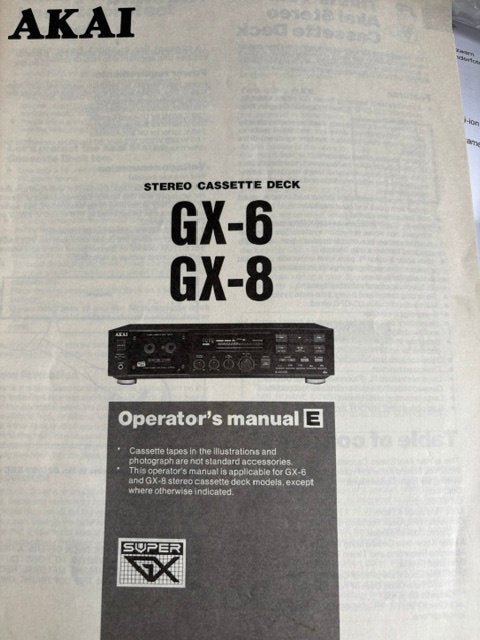 Akai's operator's manual GX-6 and GX-8, Ophalen of Verzenden, Akai